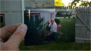 old man tending to garden